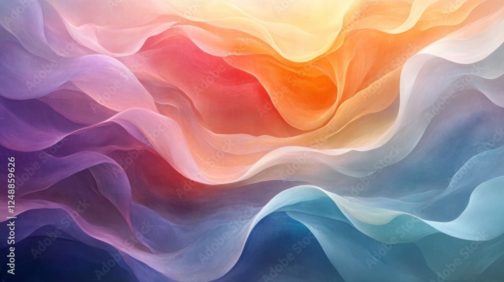 Aufkleber abstract artwork features undulating colorful layers creating a sense of depth