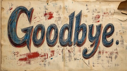 A creatively designed farewell sign displaying the word 'Goodbye' with a vintage touch. Ideal for themes of parting, nostalgia, or transitions in life.