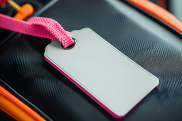 Luggage tag detail highlighting travel preparedness and personalized identification for seamless journey and fashionable exploration