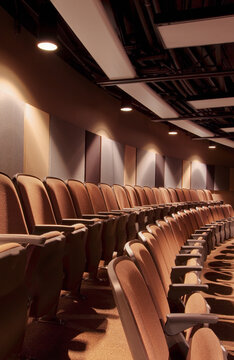 Raked audience seating at a live performance theatre.