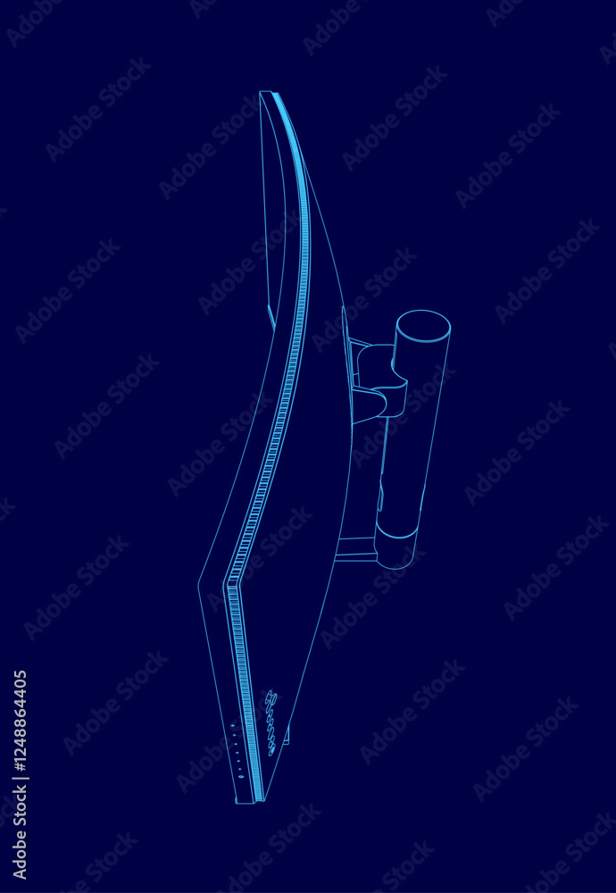 Poster a computer monitor outline. the handle is positioned at the top of the monitor, and it is a sleek an