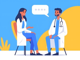 Health consultation between a doctor and a patient in a modern clinic setting