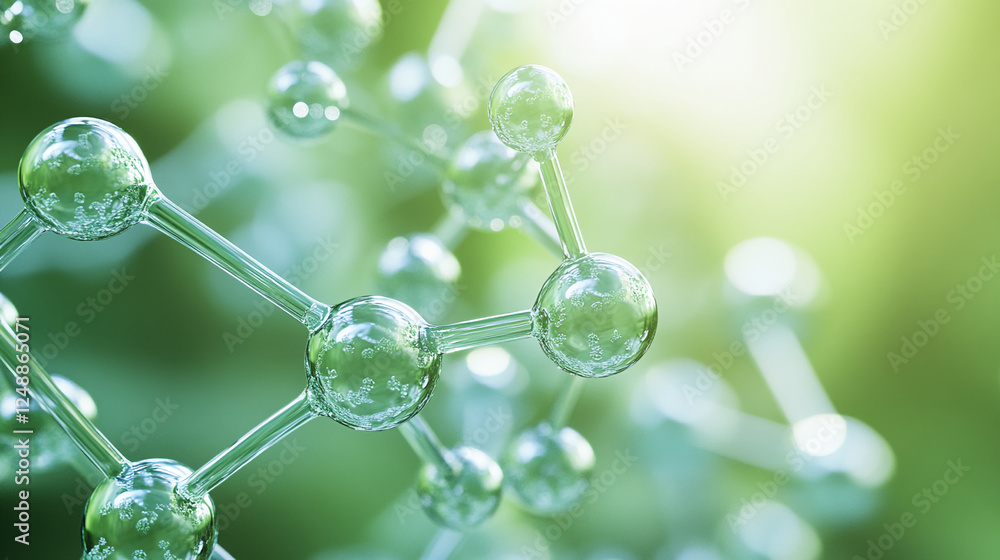 Aufkleber close-up image of molecular structure with interconnected spheres and transparent links, symbolizing