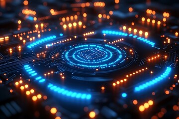 2d illustration Abstract futuristic electronic circuit technology background
