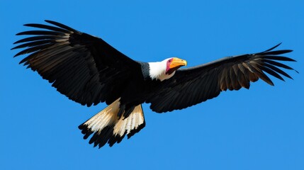 Obraz premium California condor soaring over a canyon with shadowed cliffs below