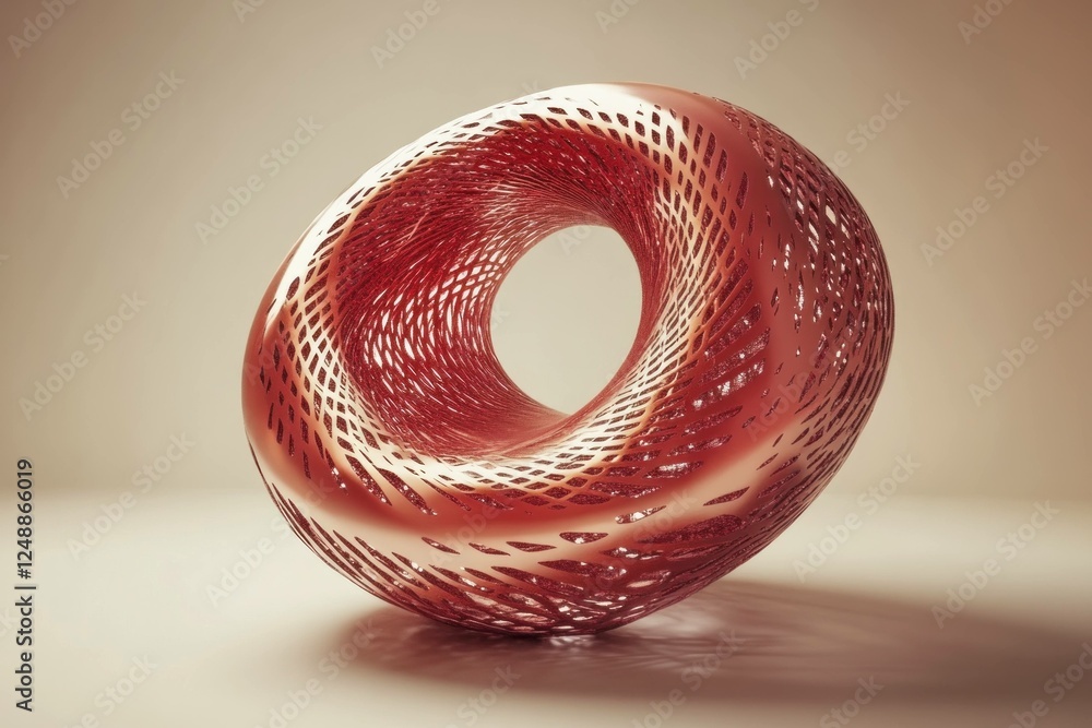 Poster abstract d red sculpture showcasing intricate patterns and shapes, perfect for art and design projec