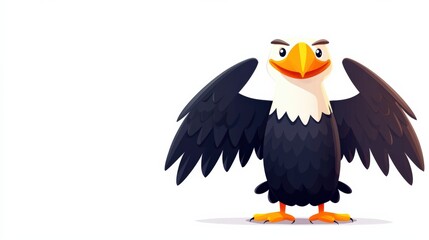 Obraz premium Cartoon eagle standing confidently with wings spread wide