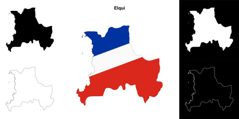 Fototapeta premium Elqui province outline map set