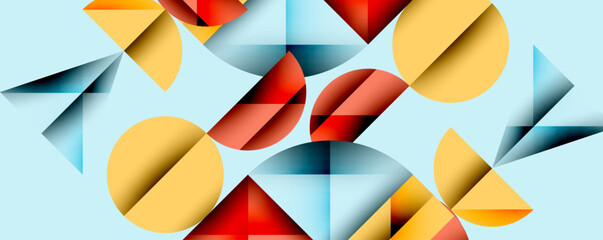 Abstract geometric pattern with intersecting circles and triangles in gradients. The high-contrast composition creates depth and a dynamic, modern aesthetic