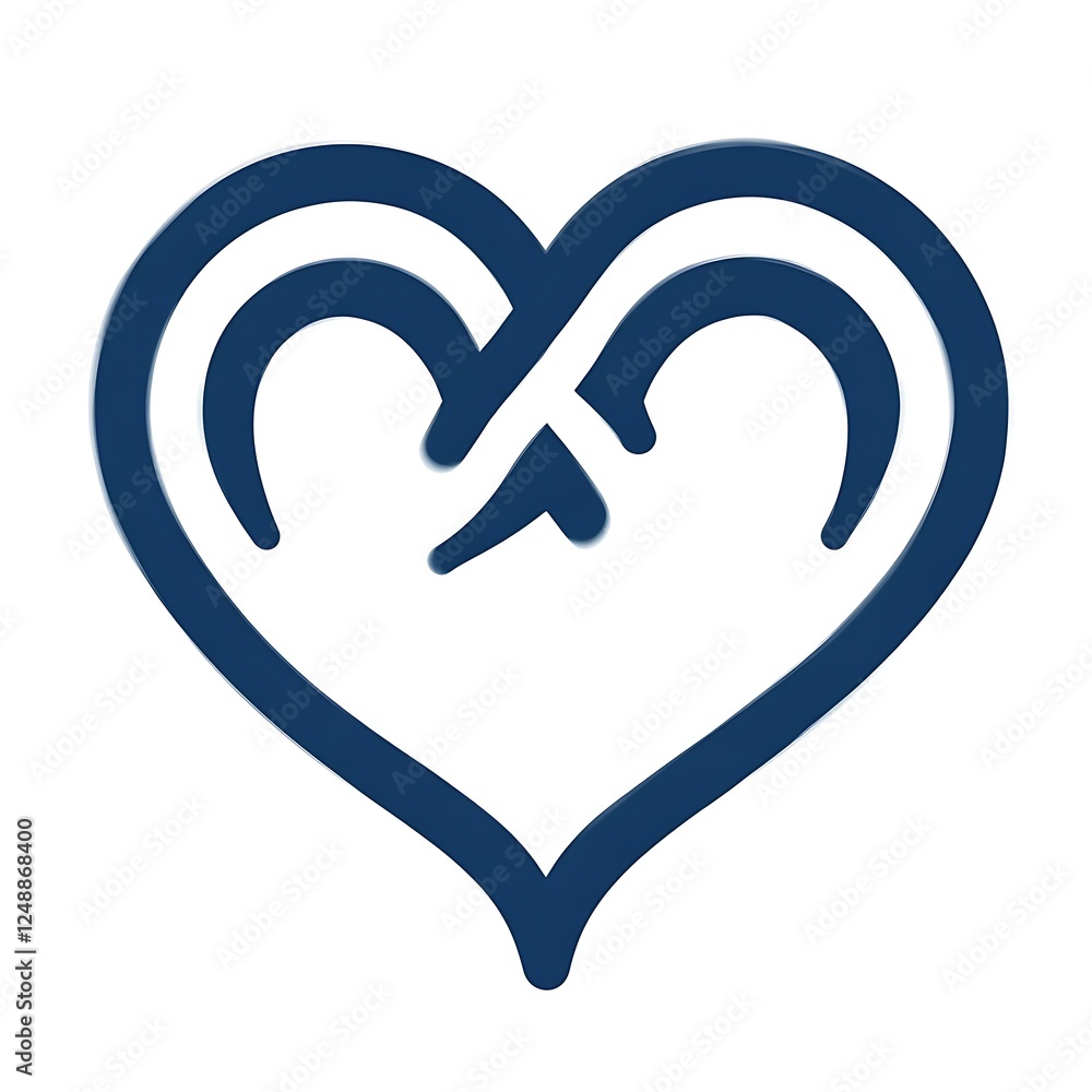 Poster abstract heart symbol created with intertwining lines isolated on white background