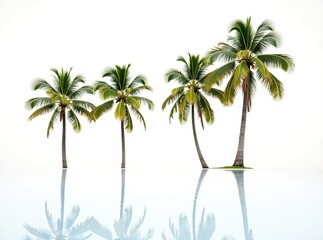 Obraz premium Majestic Coconut Palms Reflected on White
