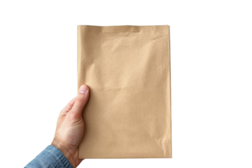 Delivering a brown package in professional setting isolated on transparent background