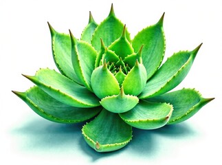 Fototapeta premium Lush Green Succulent Watercolor Painting
