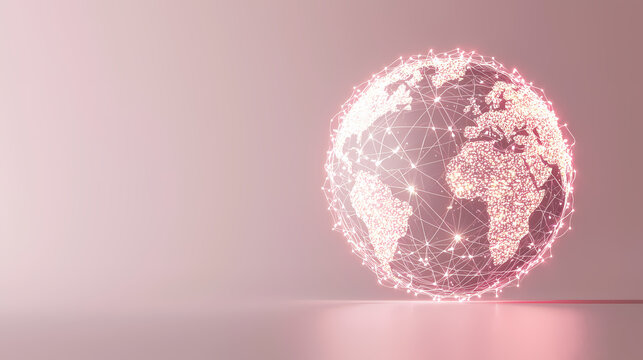 a glowing pink globe of interconnected points. 