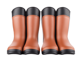 Protective rubber boots for outdoor activities isolated on transparent background