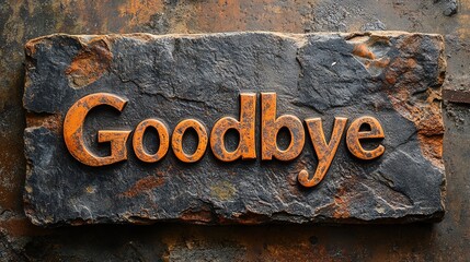 A beautifully crafted stone sign displaying the word 'Goodbye', symbolizing farewell and transition. Perfect for themes of parting, change, and emotional journeys.