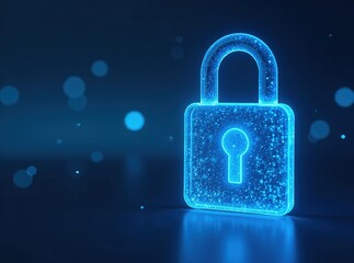Digital Security Lock - Translucent Blue Data Protection
