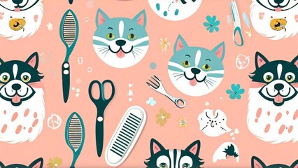 Light Background for Grooming Salon, Clean and Minimalist Design for Pet Care Business