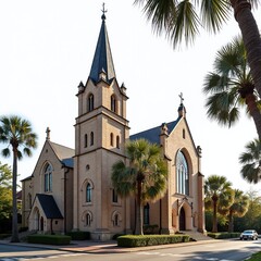 Obraz premium Charleston Huguenot Church - Sunlit Elegance