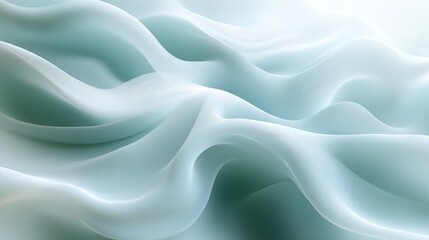 Fototapeta premium Soft light blue fabric forms abstract gentle undulating waves