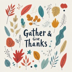 Fototapeta premium Celebrate gratitude with autumn leaves and colorful foliage in a vibrant design for seasonal appreciation