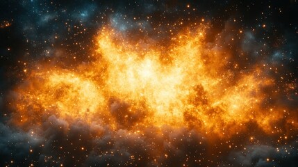 Naklejka premium Cosmic Inferno: A Fiery Nebula in Deep Space