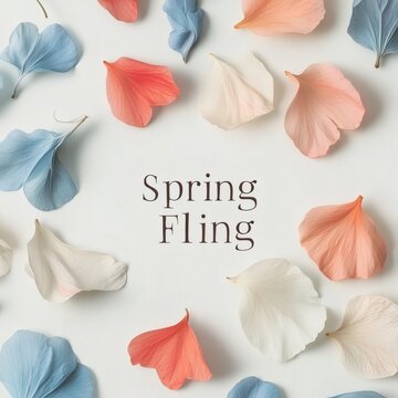 Colorful petals arranged artistically on a light background celebrating spring with spring fling theme