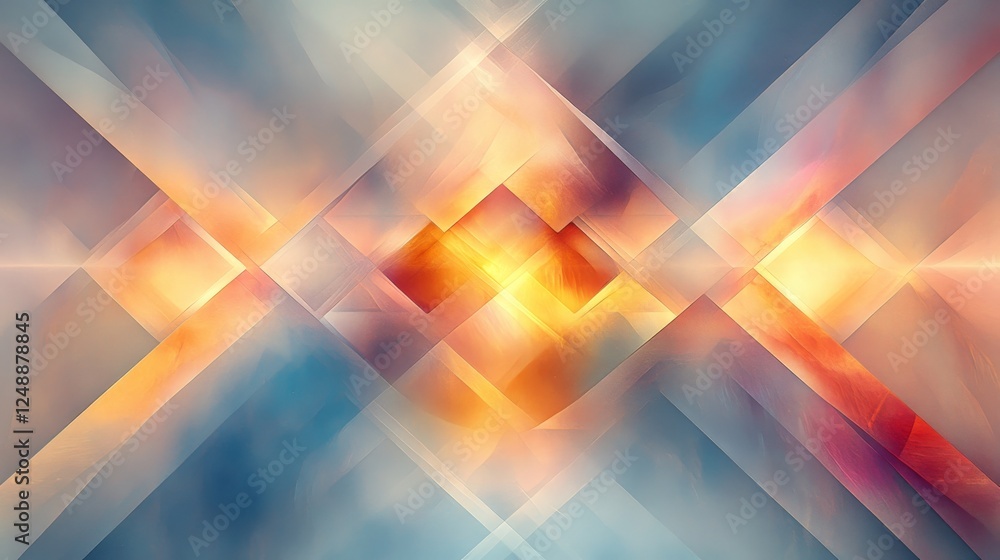 Poster abstract composition with intersecting shapes and light effects