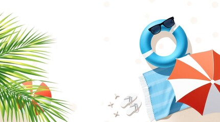 Fototapeta premium Summer Beach Essentials Flatlay Composition