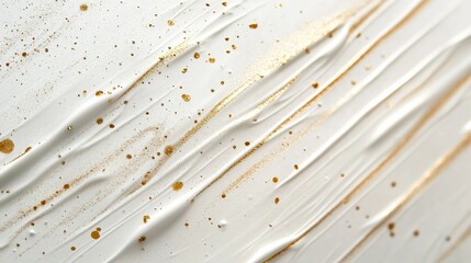 White textured surface adorned with golden glitter and droplets