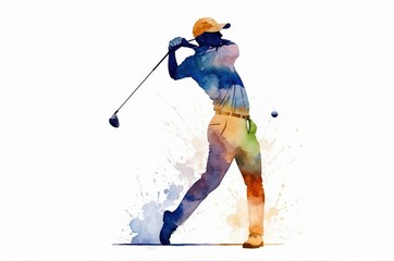 Abstract silhouette healthy lifestyle energy sport watercolor illustration in action, people theme concept texture design.
