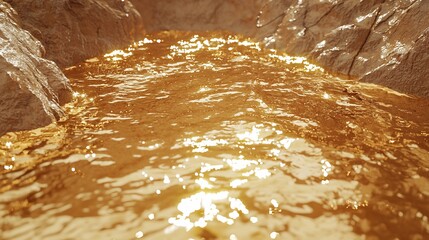Obraz premium Golden sunset reflecting on canyon river
