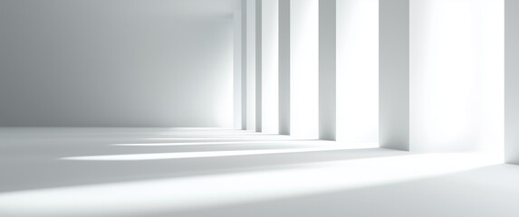 Fototapeta premium Minimalist White Architectural Interior With Light Shadows