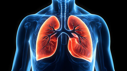 Detailed X Ray Image of Human Lungs Revealing Internal Anatomy
