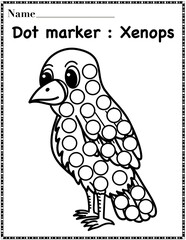 Xenops dot marker worksheet activity for kids, preschool, kindergarten and homeschool.