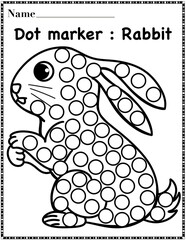 Rabbit dot marker worksheet activity for kids, preschool, kindergarten and homeschool , fit for 8.5”x11” size
