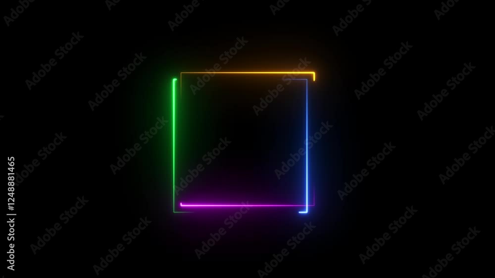 Poster abstract rectangle glowing neon frame background animation .