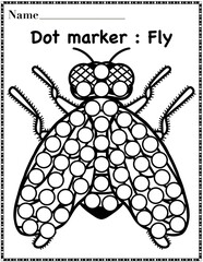 Fly dot marker worksheet activity for kids, preschool, kindergarten and homeschool , fit for 8.5”x11” size