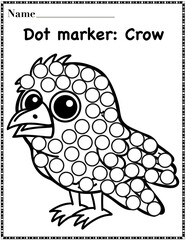 Crow dot marker worksheet activity for kids, preschool, kindergarten and homeschool , fit for 8.5”x11” size