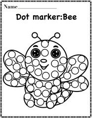 Bee dot marker worksheet activity for kids, preschool, kindergarten and homeschool, fit for 8.5”x11” size 