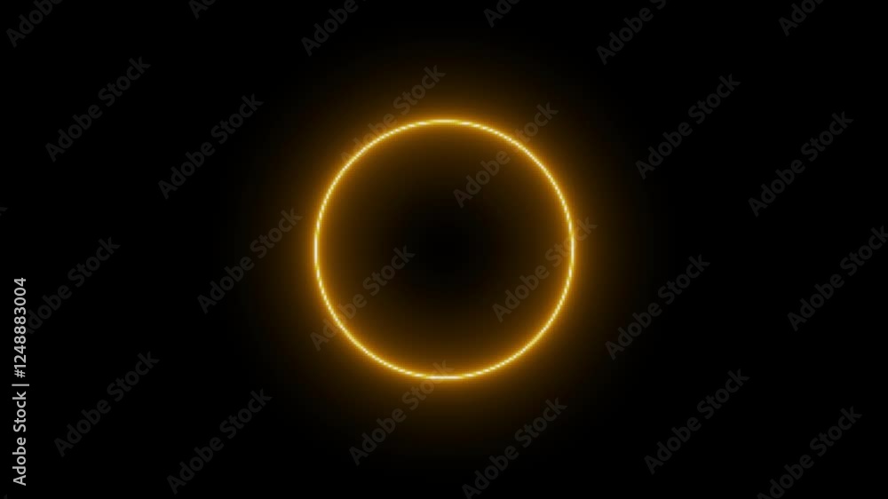 Poster glowing neon circle looping background animation.