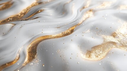Obraz premium Abstract white surface textured with shimmering gold veins and dust