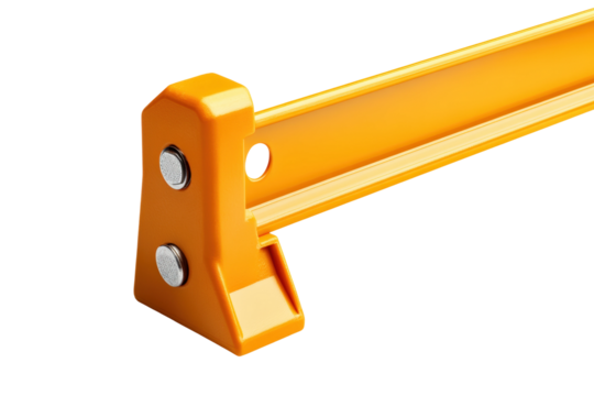 Installing a bright yellow rail workshop tooling isolated on transparent background