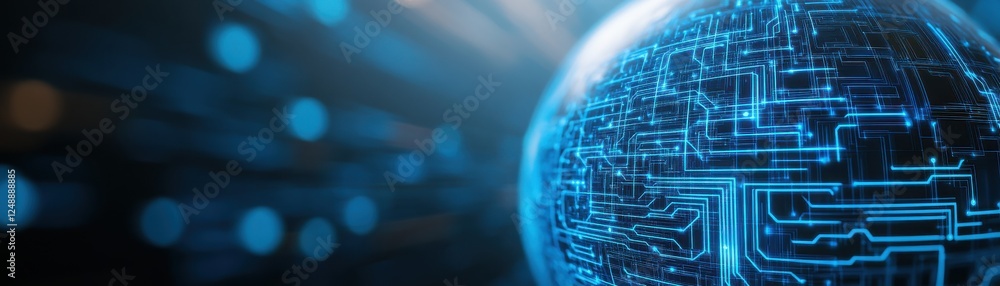 Poster futuristic digital globe with circuit patterns representing global connectivity and technology advan