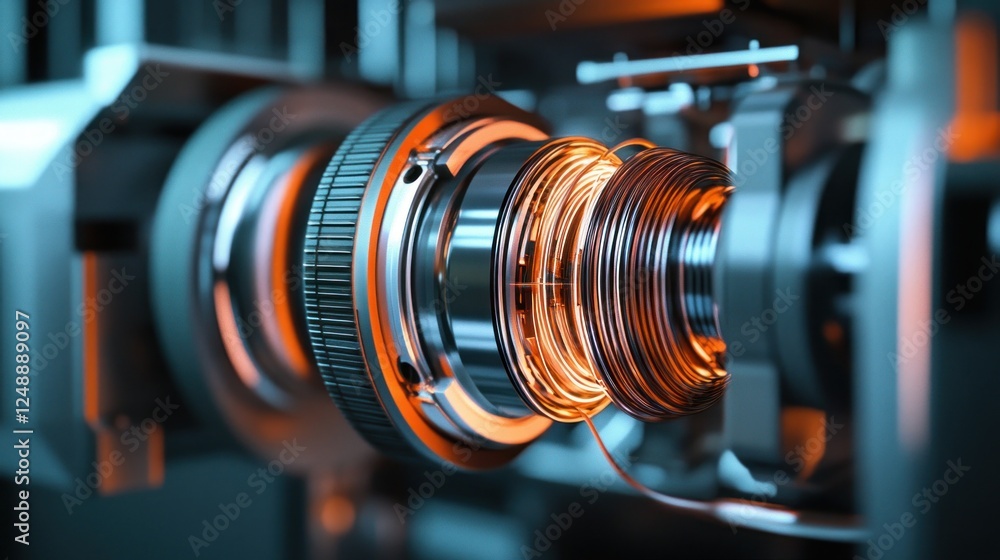 Poster advanced technology with precision engineered components and warm glow