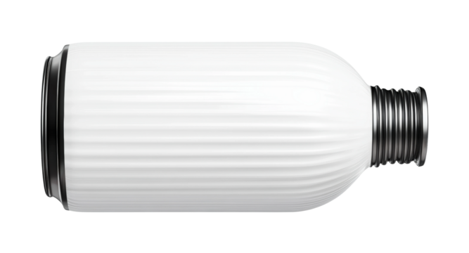 Contemporary white bottle design studio aesthetic isolated on transparent background