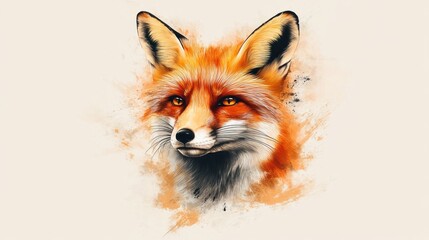 Obraz premium Red fox portrait, artistic paint splash background, wildlife art, for nature print
