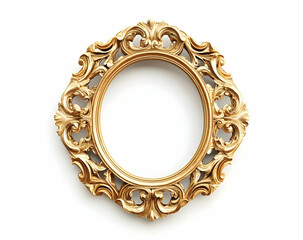 Opulent Golden Frame, A Blank Canvas for Timeless Memories, Ideal for Elegant Designs and Refined Artistic Presentations on Pristine Backdrop