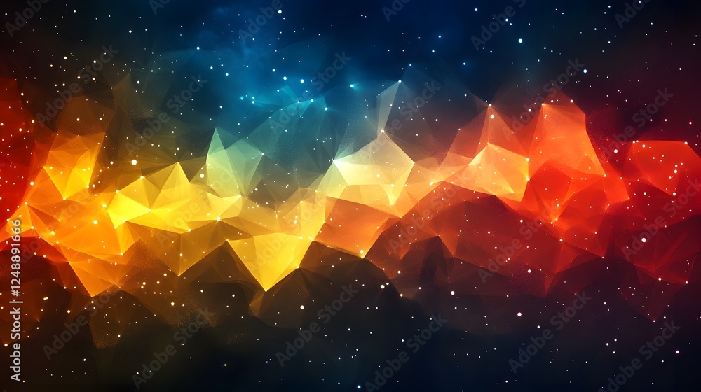 Poster low-poly universe stylized galaxy scene featuring 305bb048-7cec-4f06-af2a-b8b419adfa82 2 with vibran