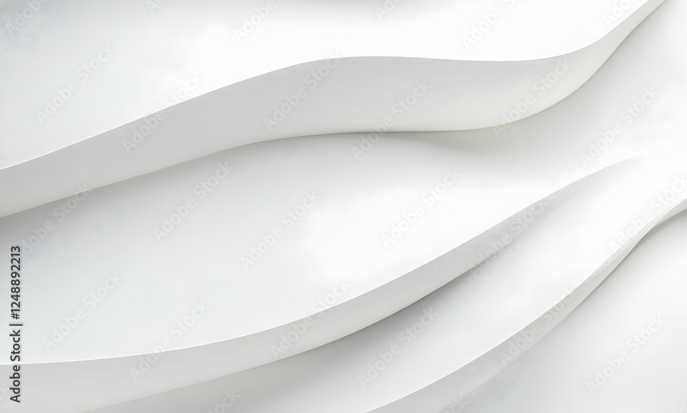 Poster serene white curves creating an ethereal and minimalist background with soft shadows that evoke a se